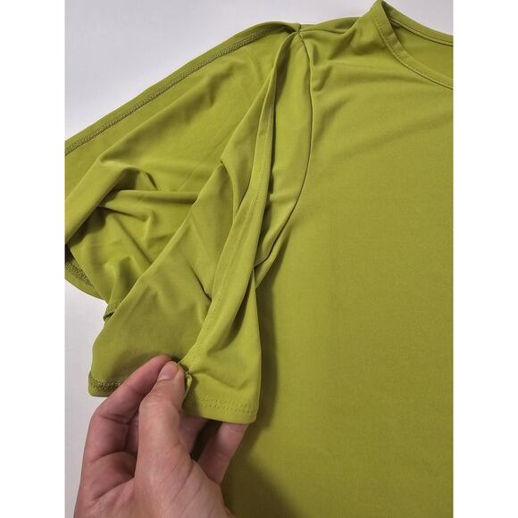 Susan Graver size Small (measures big) bright neon green career casual top EUC - Picture 4 of 8